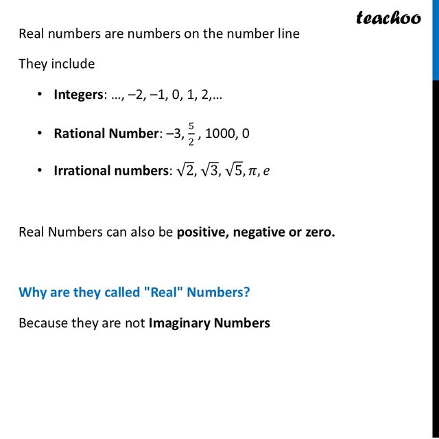 Real Numbers - Definition, Properties [with Examples] - Teachoo