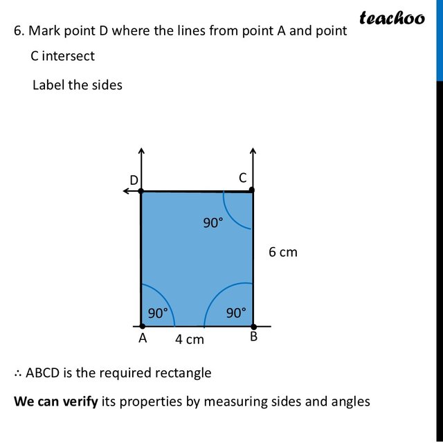 Draw a rectangle with sides of length 4 cm and
